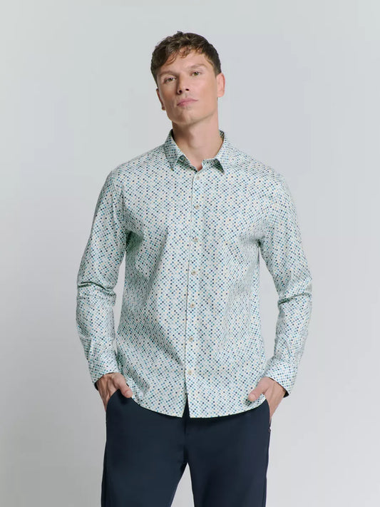 NO EXCESS Printed Stretch Shirt - Blauw