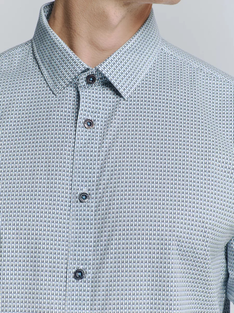 NO EXCESS Printed Shirt - Seablue