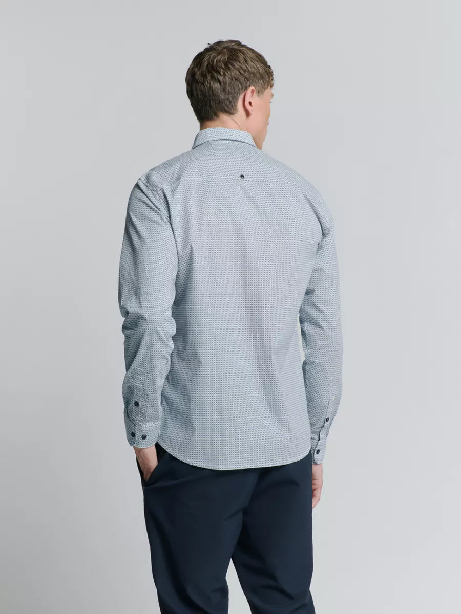 NO EXCESS Printed Shirt - Seablue