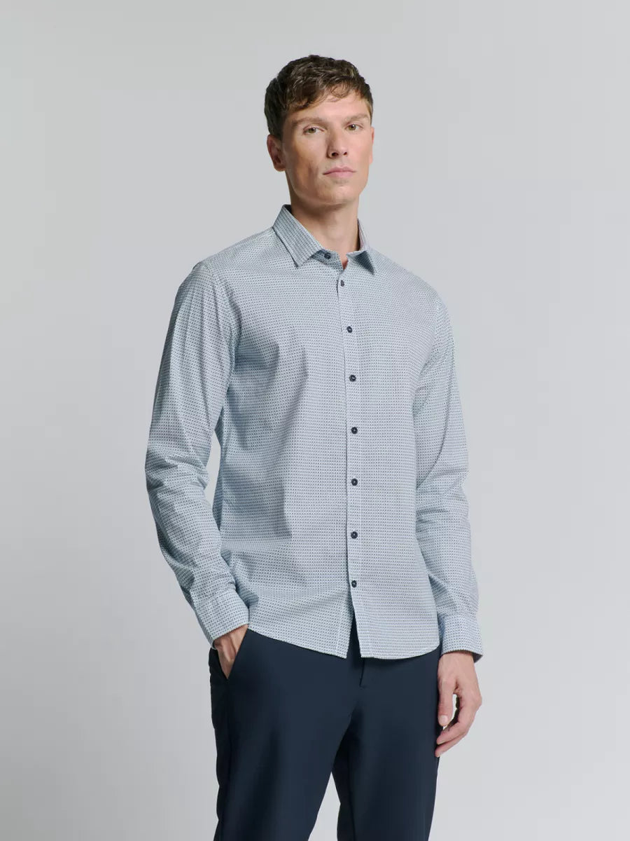 NO EXCESS Printed Shirt - Seablue