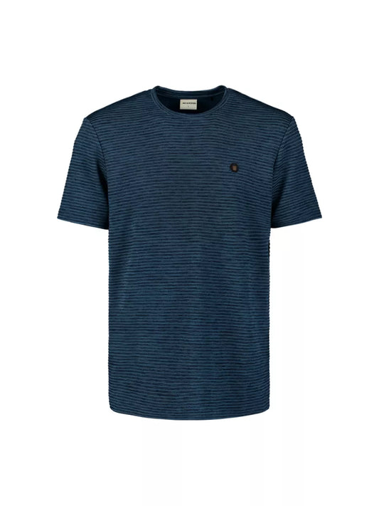 NO EXCESS Striped T-Shirt - Deep Blue