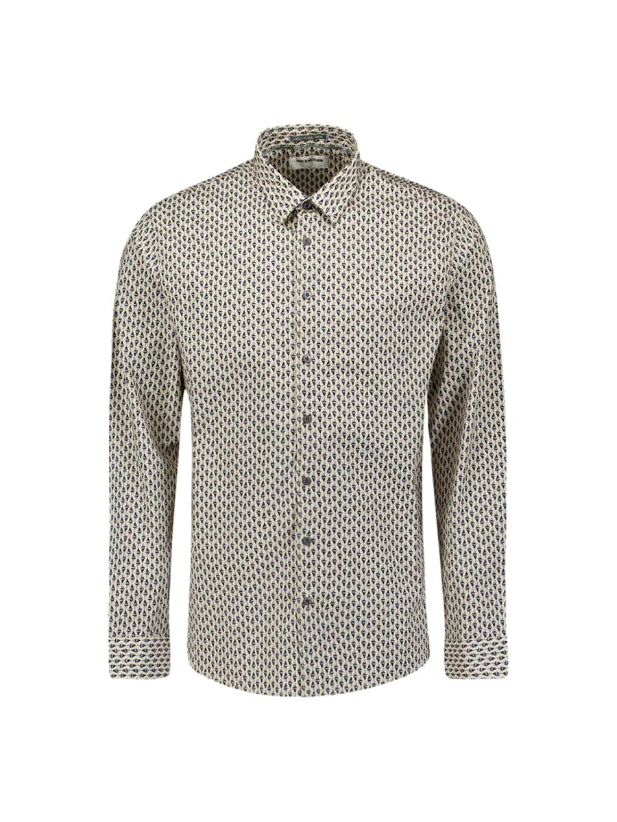 NO EXCESS Shirt Stretch Allover Print - White