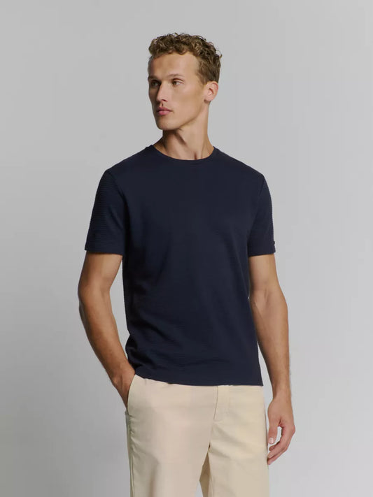NO EXCESS T-Shirt Crewneck Jacquard - Deep Blue