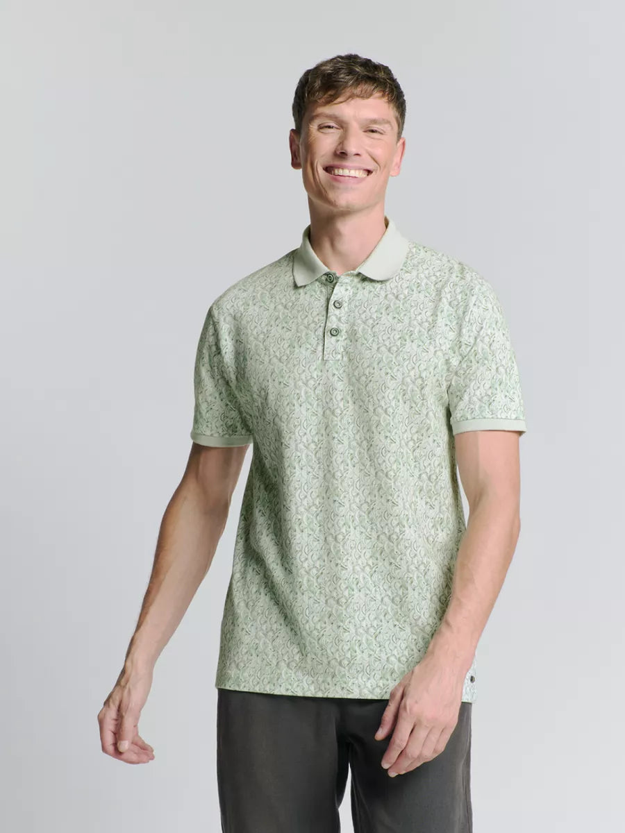 NO EXCESS Allover Printed Polo - Groen
