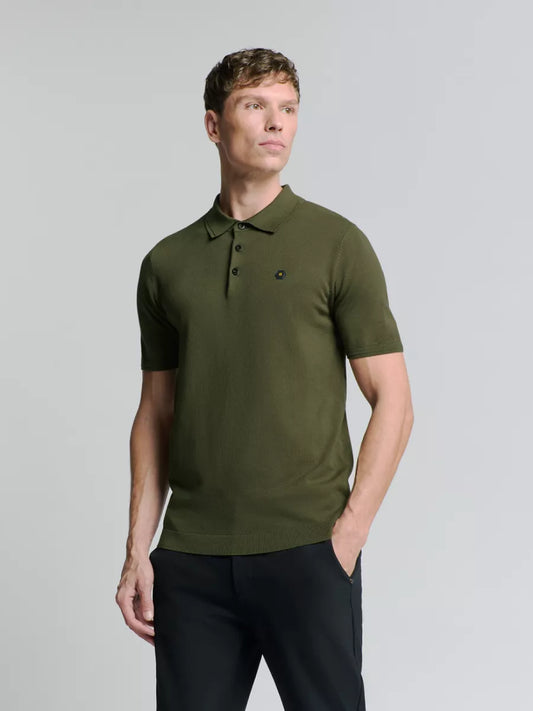 NO EXCESS Pullover Polo - Dark Moss