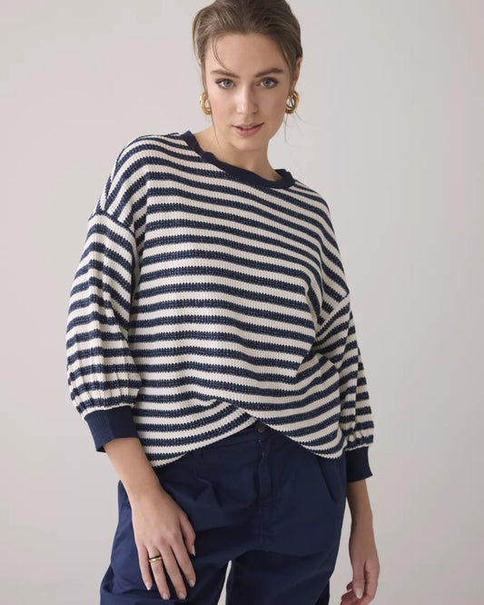 SUMMUM Jersey Sweater Waffle Lurex Stripe