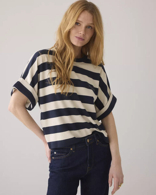 SUMMUM Boxy top Big Stripe Heavy Jersey