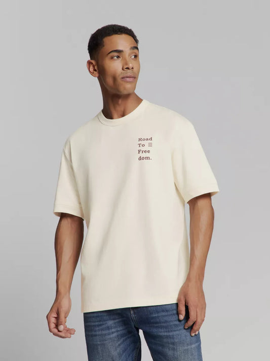 NO EXCESS Placed Print T-Shirt - Ecru