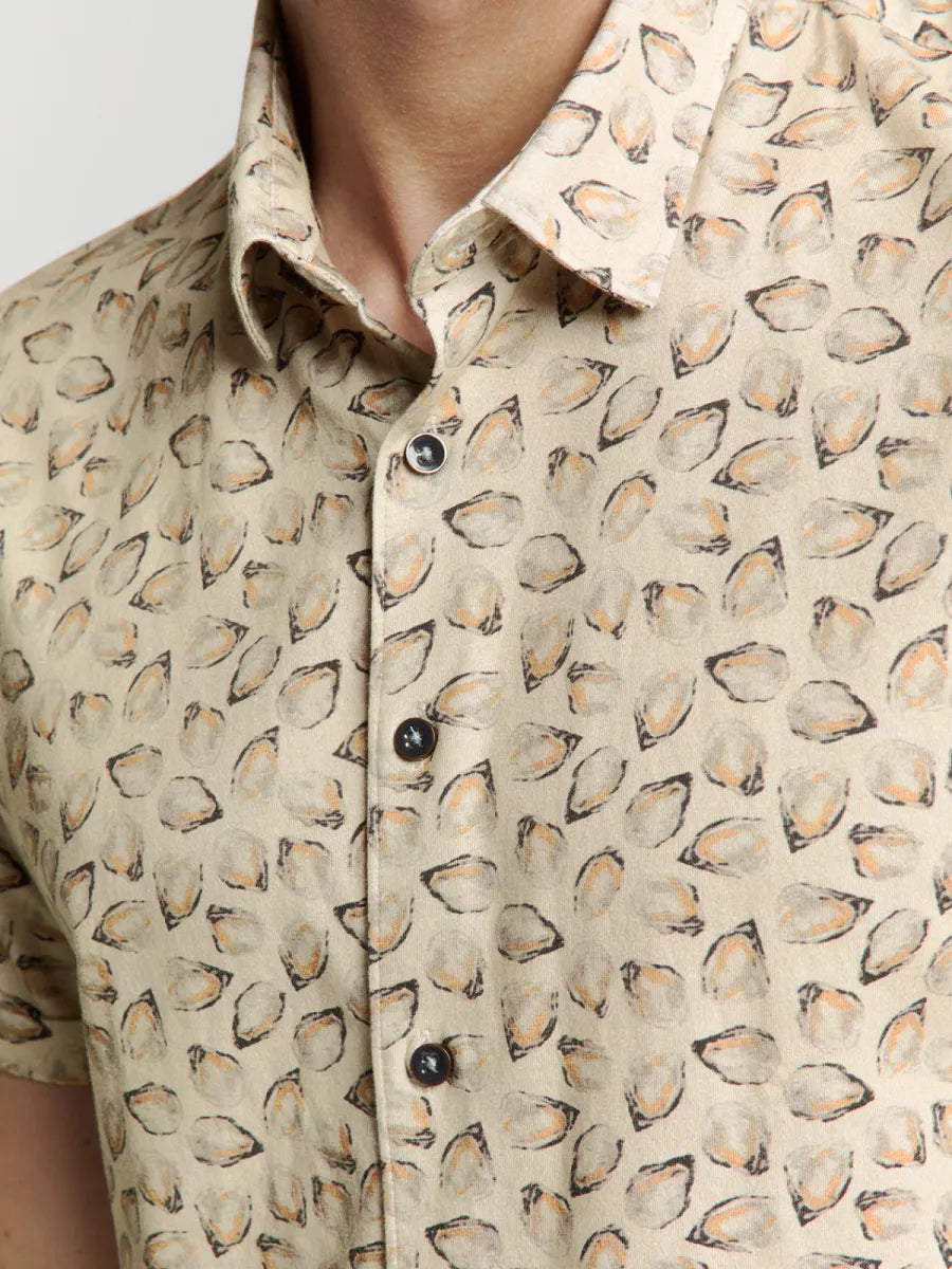 NO EXCESS Allover Printed Jersey Shirt - Sand