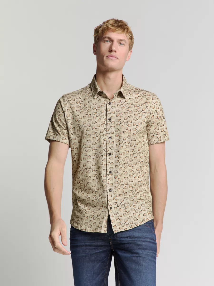 NO EXCESS Allover Printed Jersey Shirt - Sand