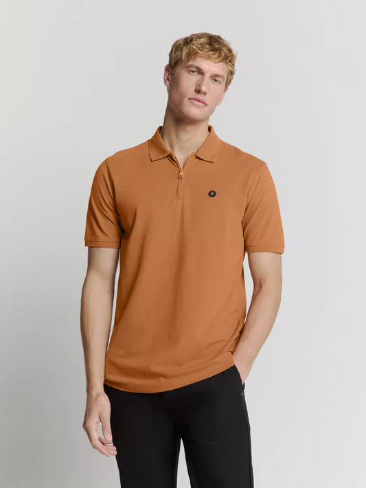 NO EXCESS Pique Poloshirt - Caramel