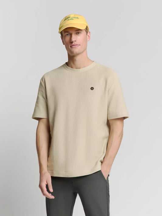 NO EXCESS Jacquard Crewneck T-Shirt - Sand