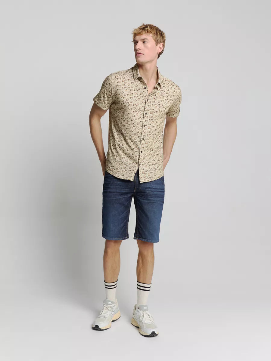 NO EXCESS Allover Printed Jersey Shirt - Sand