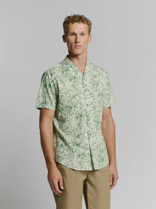 NO EXCESS Shirt Short Sleeve Revers Collar Allover Printed