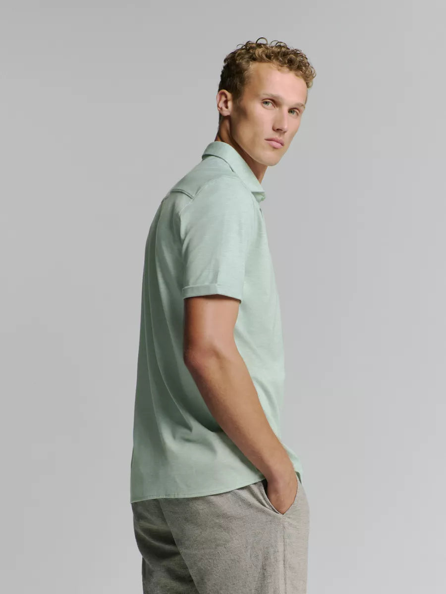 NO EXCESS Shirt Short Sleeve Jersey Melange Stretch