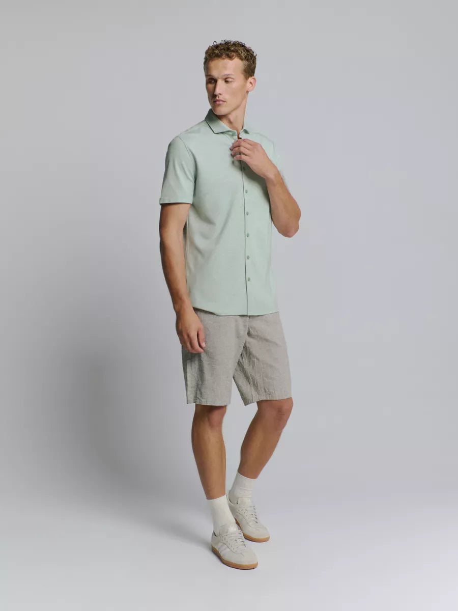 NO EXCESS Shirt Short Sleeve Jersey Melange Stretch