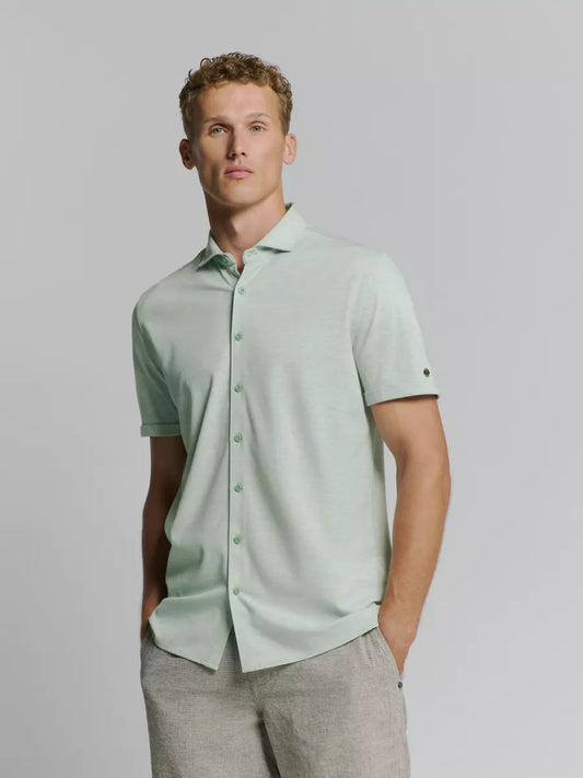 NO EXCESS Shirt Short Sleeve Jersey Melange Stretch