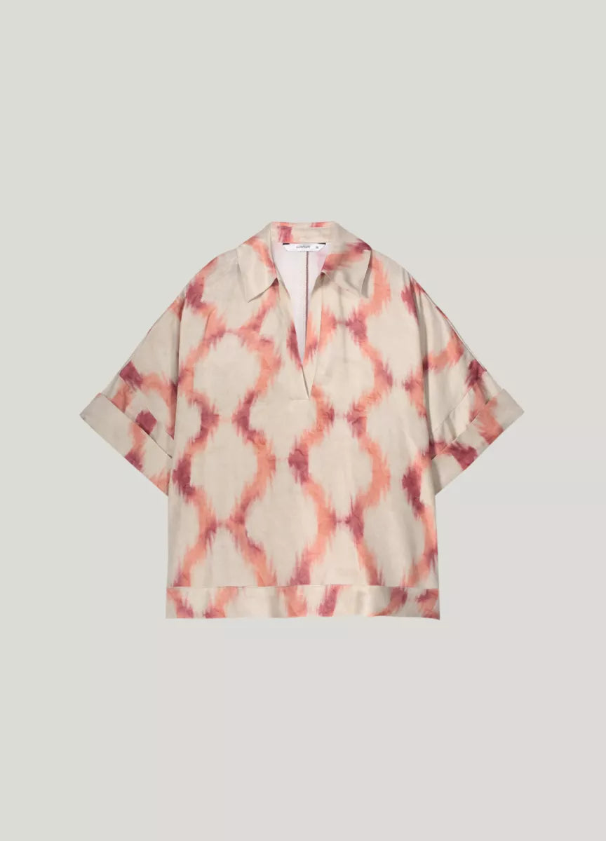 SUMMUM Top short sleeves faded ikat
