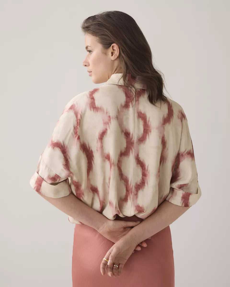SUMMUM Top short sleeves faded ikat