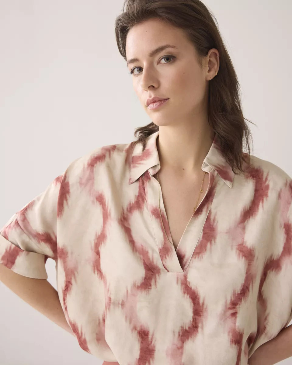 SUMMUM Top short sleeves faded ikat