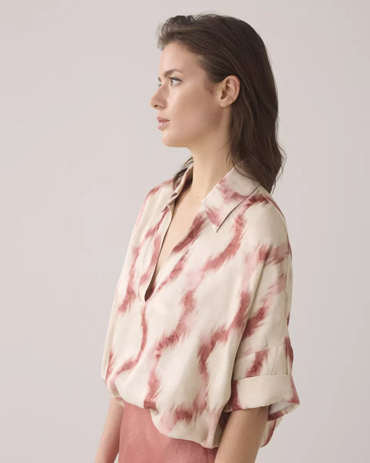 SUMMUM Top short sleeves faded ikat