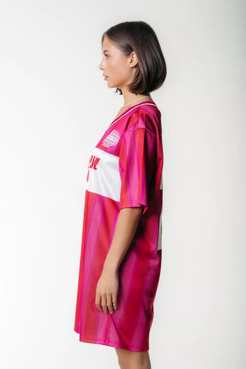 COLORFUL REBEL Taylie Striped Football Tee Dress