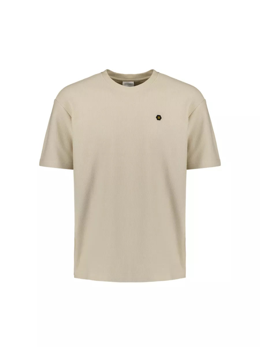 NO EXCESS Jacquard Crewneck T-Shirt - Sand