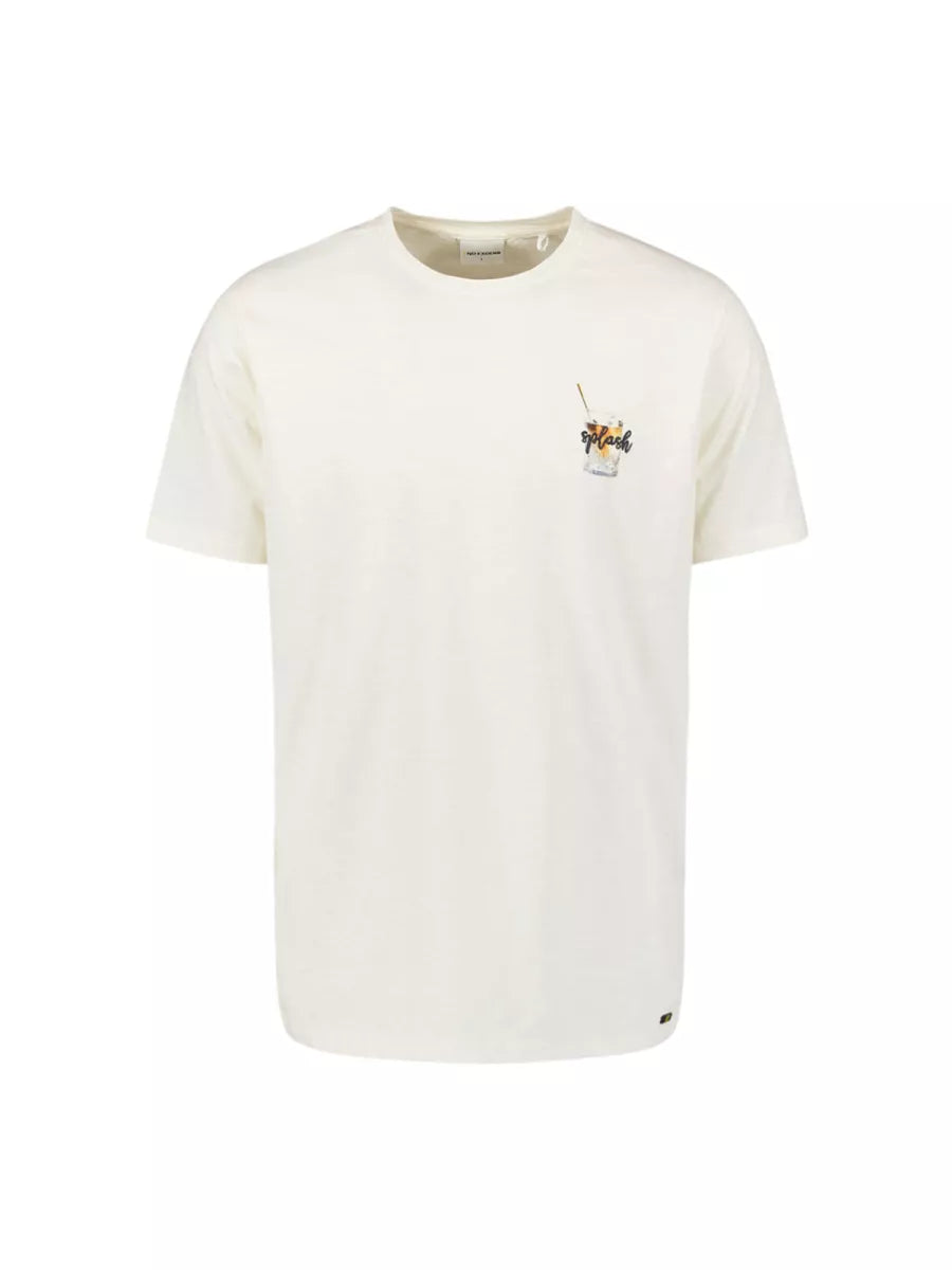 NO EXCESS Placed Prints T-Shirt - Ecru