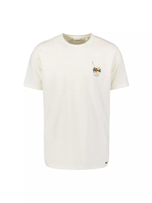 NO EXCESS Placed Prints T-Shirt - Ecru