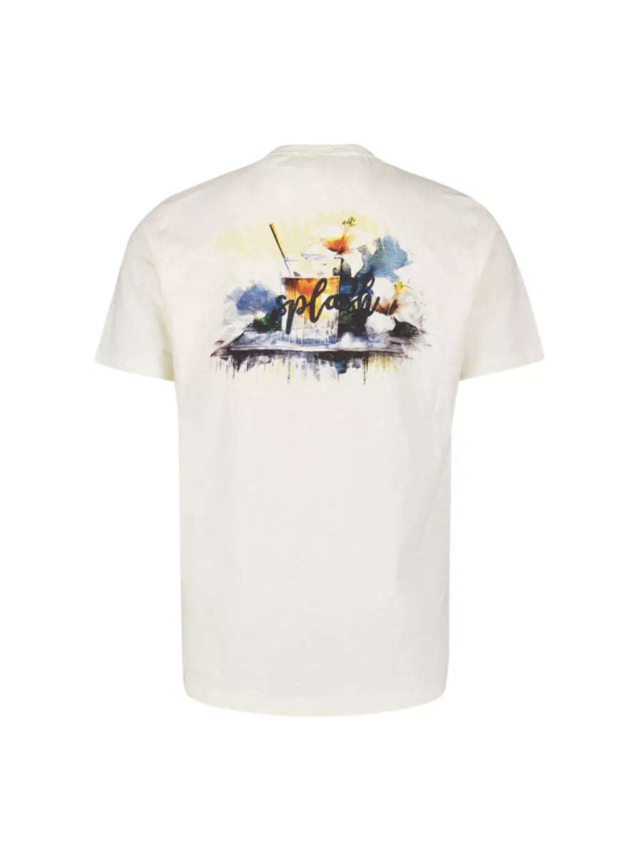 NO EXCESS Placed Prints T-Shirt - Ecru