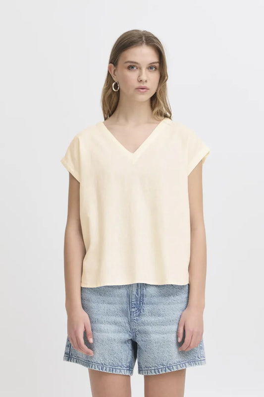 ICHI Linno Shirt - Ecru