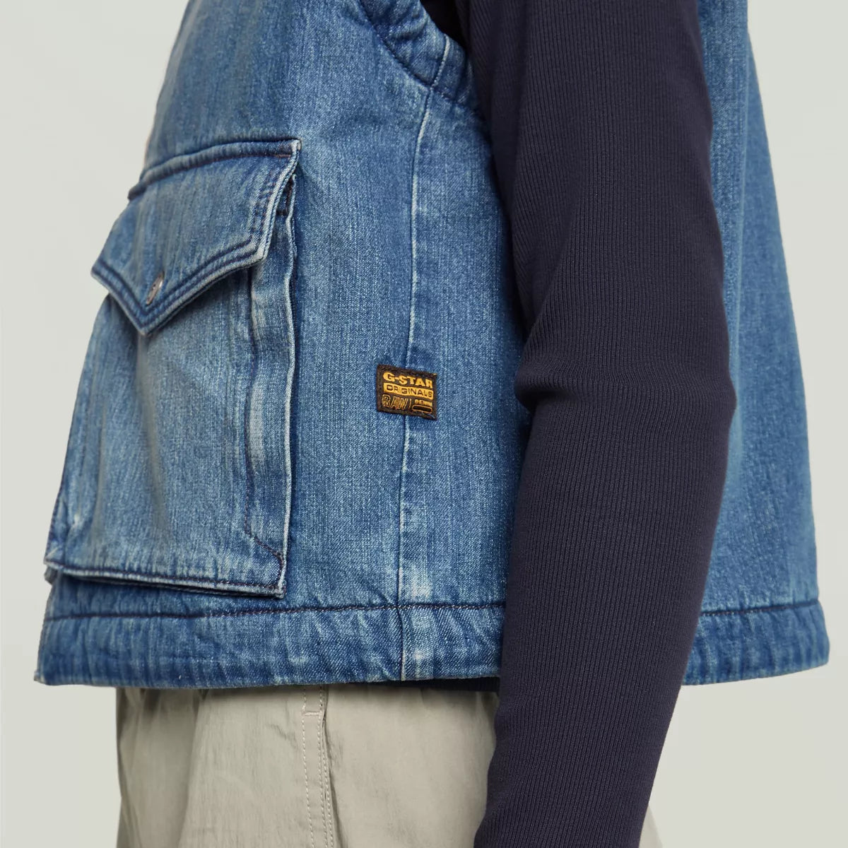 G-STAR 2-Pkt Padded Zip Vest - Mid Blue