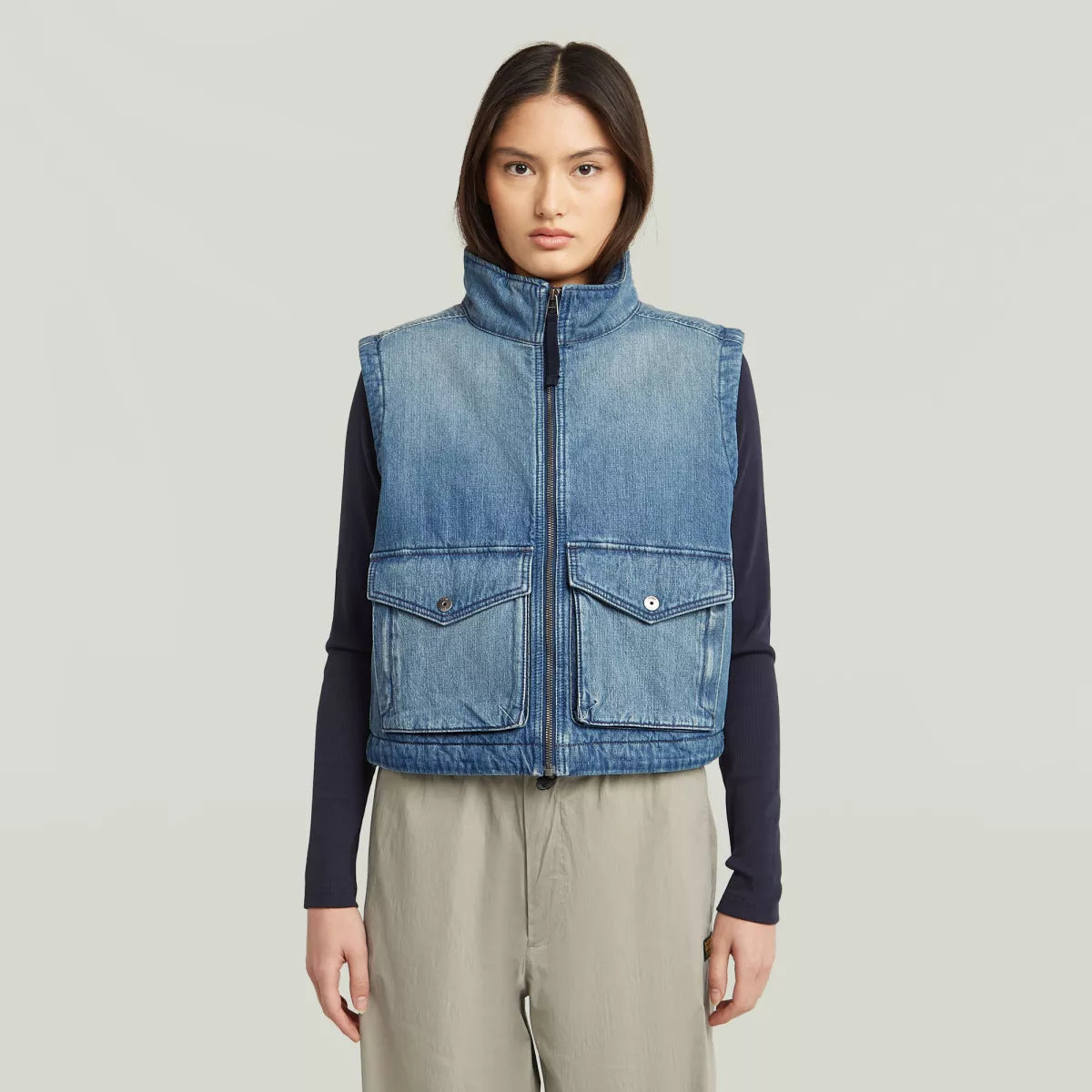 G-STAR 2-Pkt Padded Zip Vest - Mid Blue