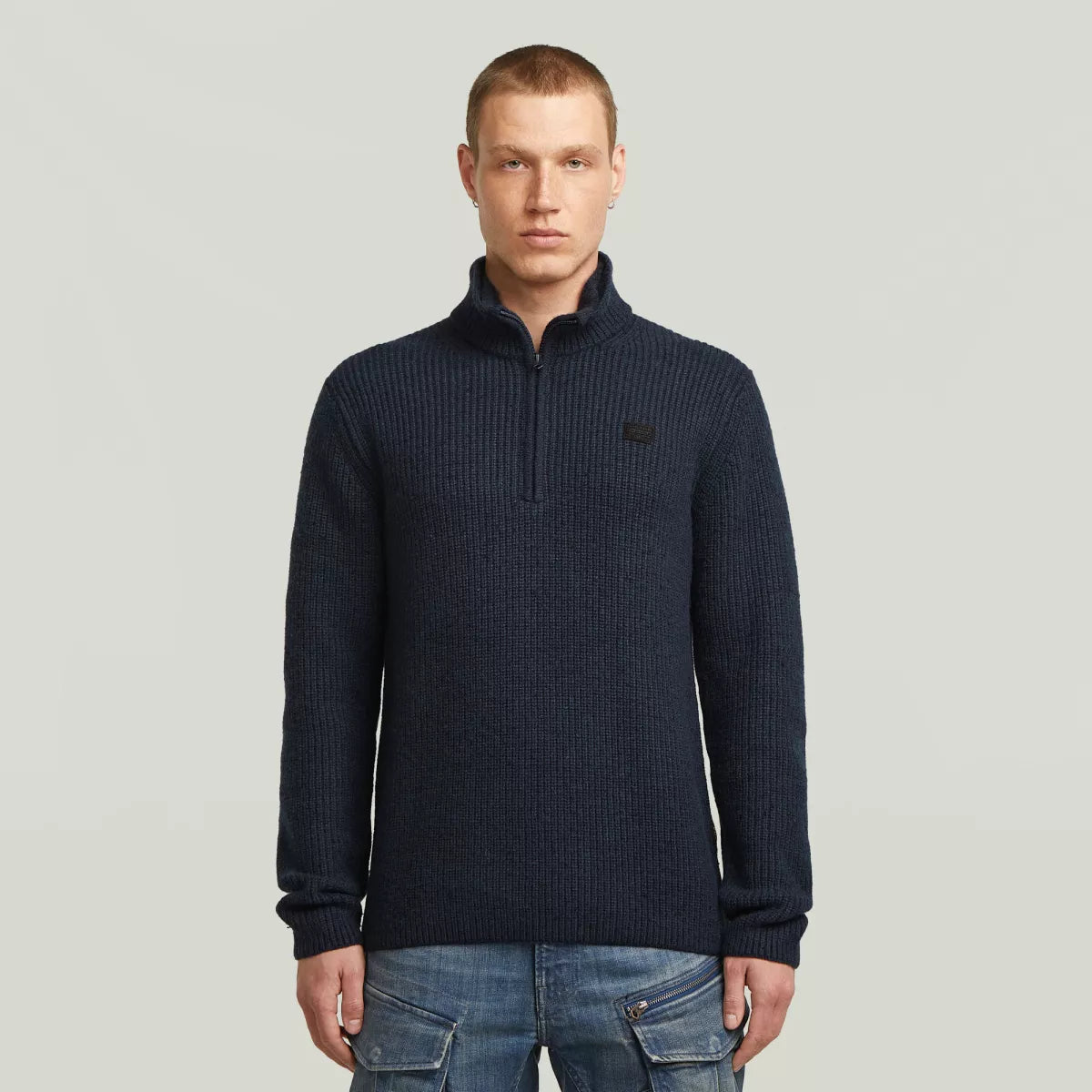 G-STAR Double Collar Half Zip Knit - DK Patriot