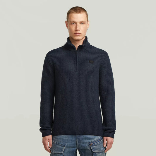 G-STAR Double Collar Half Zip Knit - DK Patriot