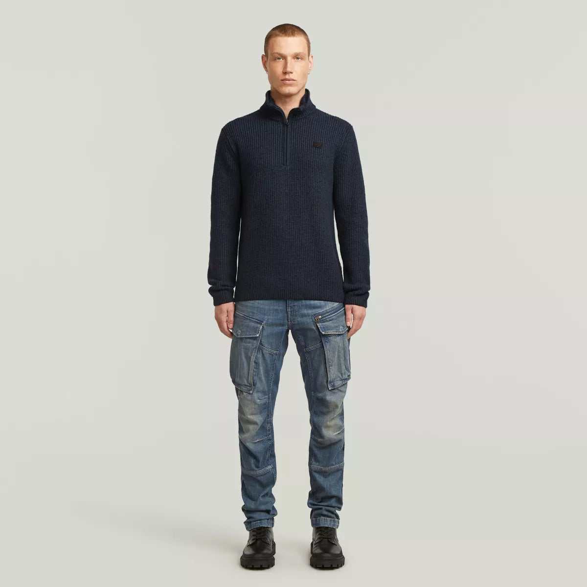 G-STAR Double Collar Half Zip Knit - DK Patriot