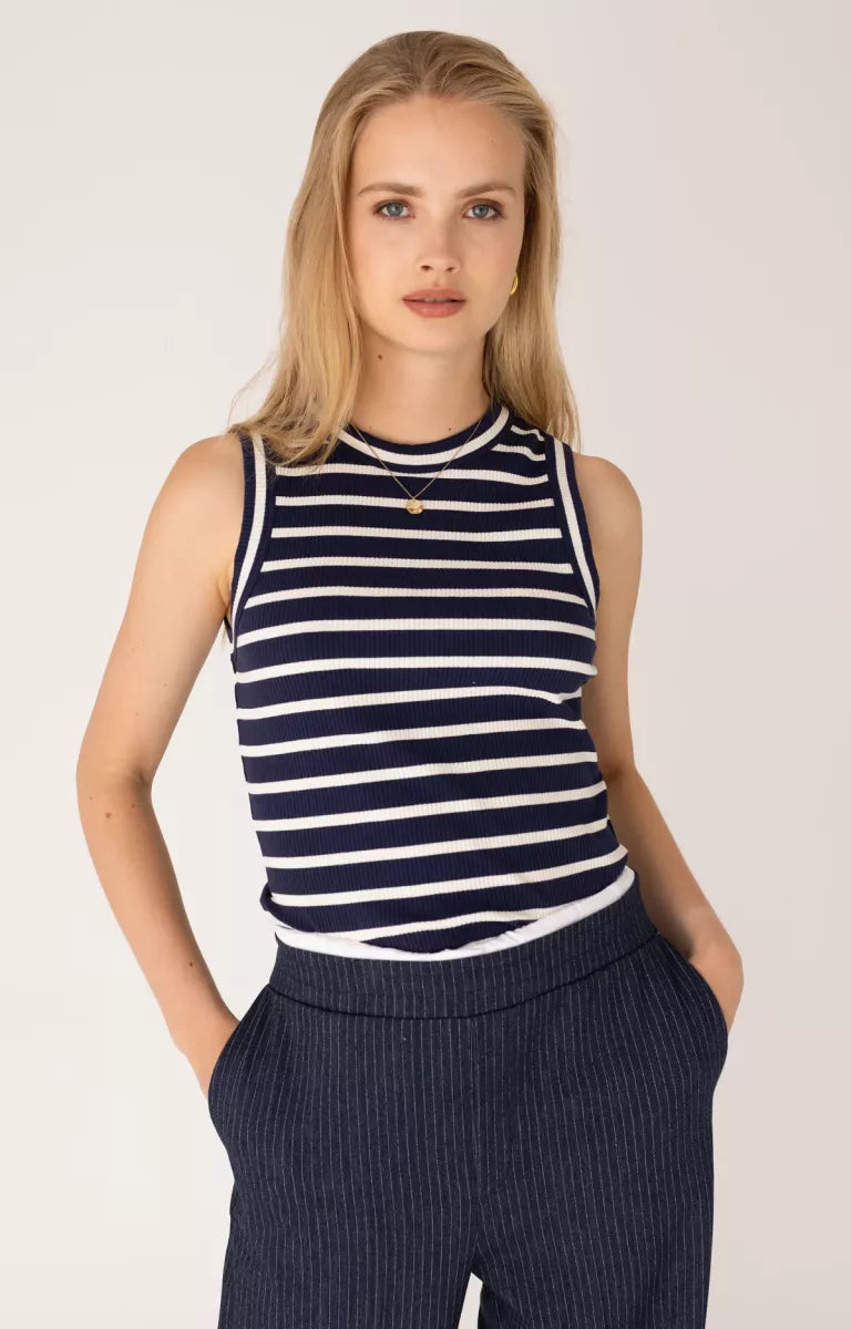 ANNA BLUE Ribby Top