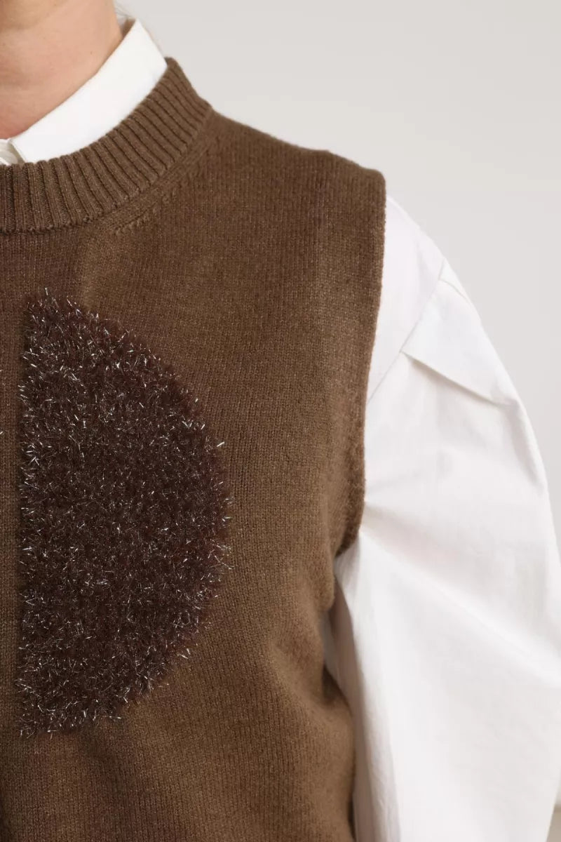 NUKUS Intarsia Spencer - Fango