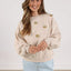 NUKUS Beatriz Pullover Flower - Sand Melange