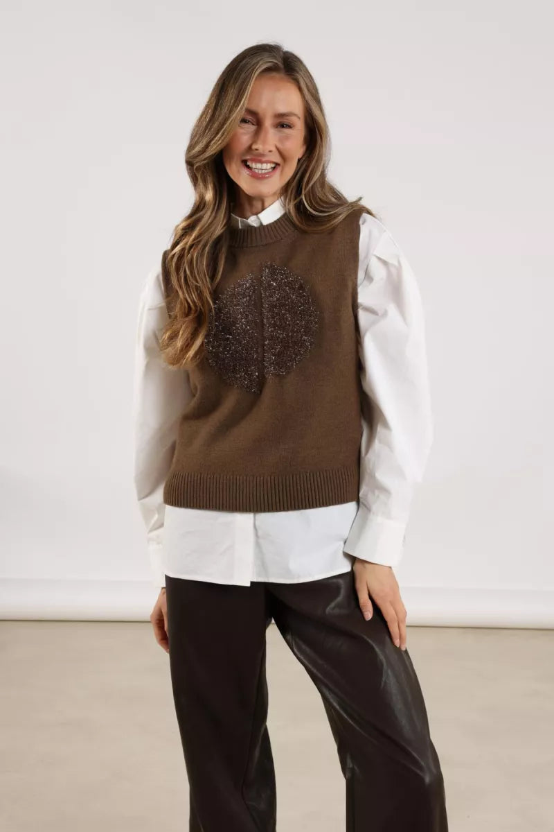 NUKUS Intarsia Spencer - Fango