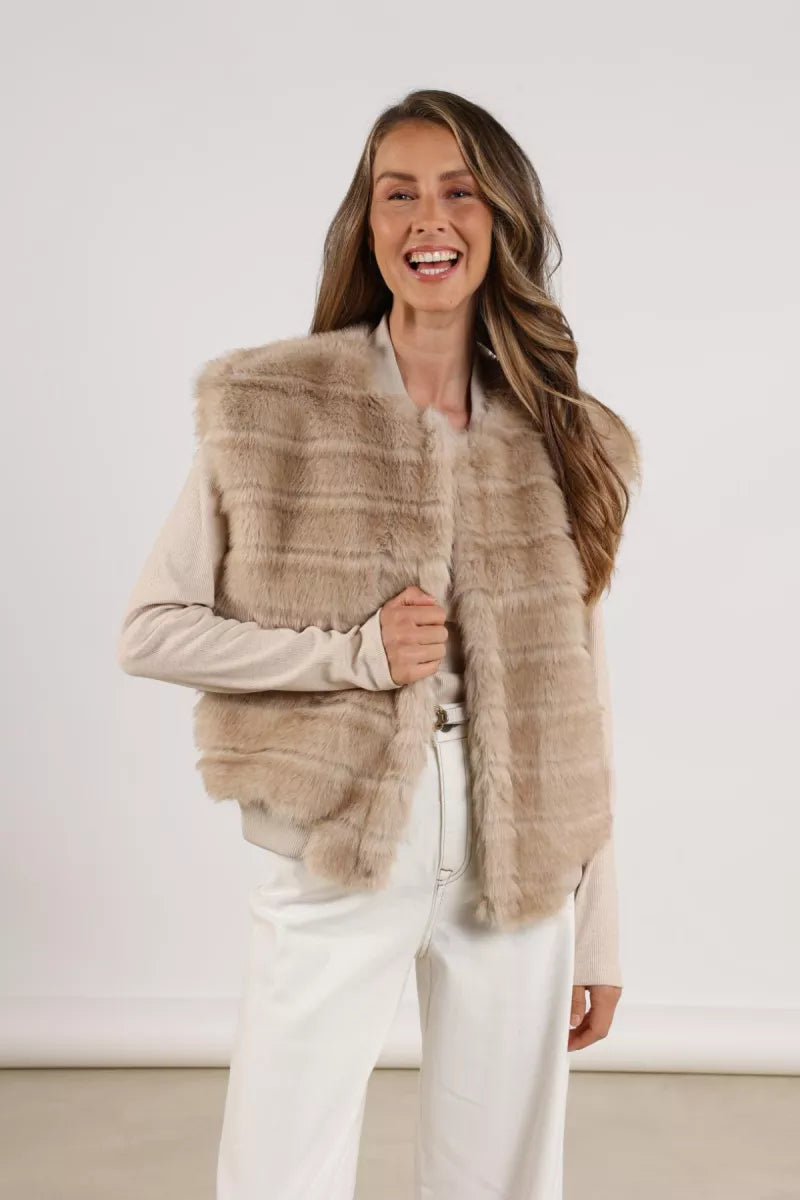 NUKUS Billy Gilet Stripe - Sand