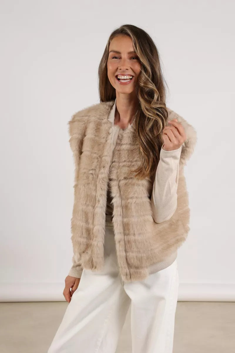 NUKUS Billy Gilet Stripe - Sand