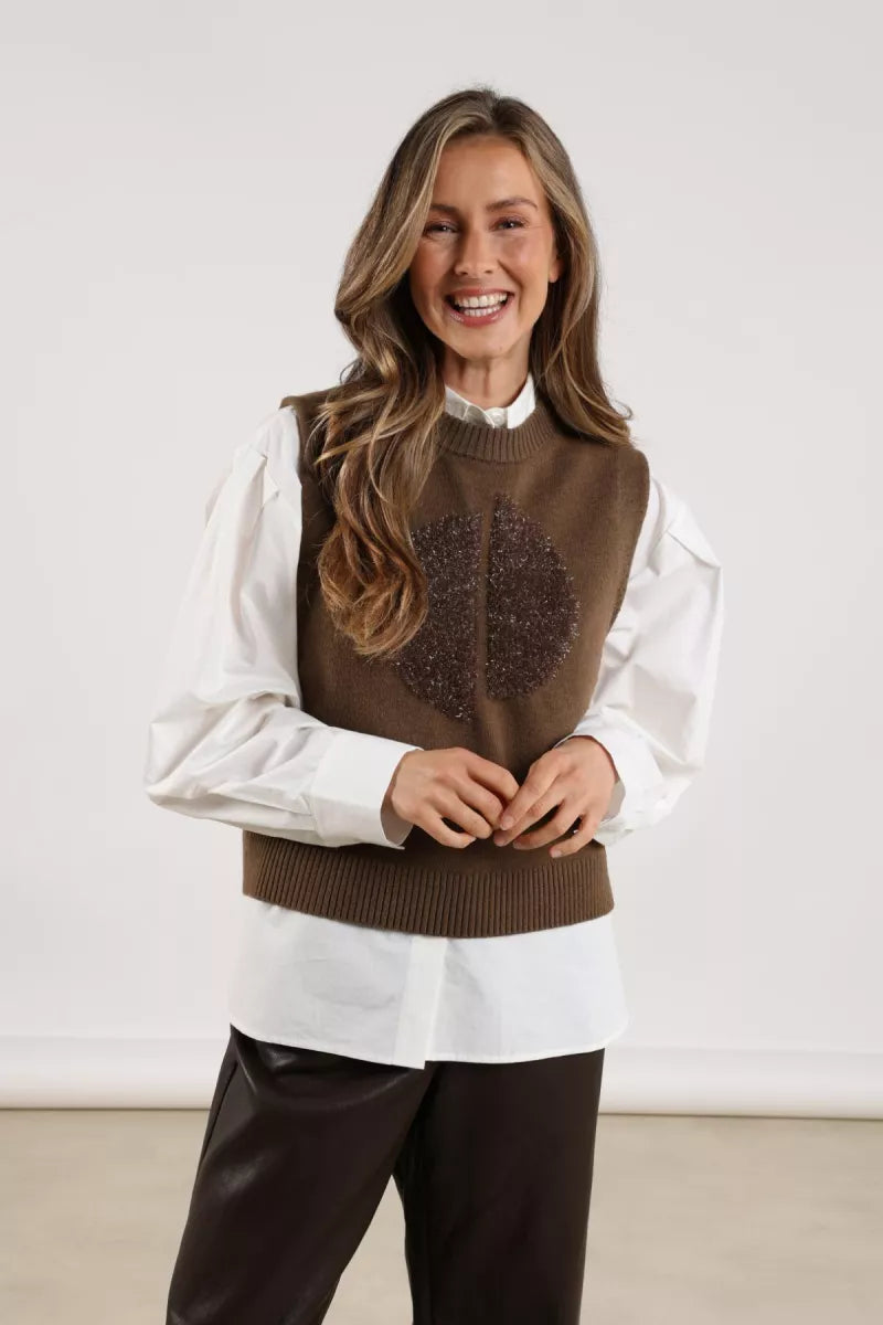 NUKUS Intarsia Spencer - Fango