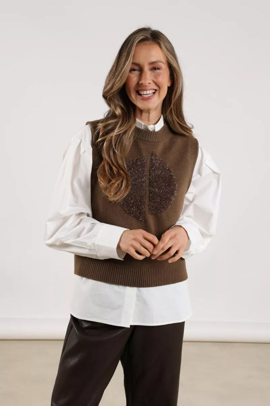 NUKUS Intarsia Spencer - Fango