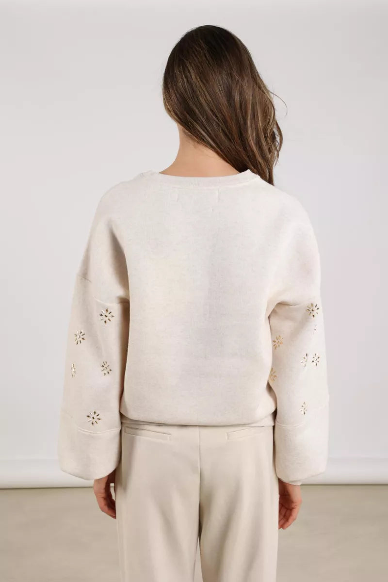 NUKUS Amadora Sweater Flowerstuds - Sand