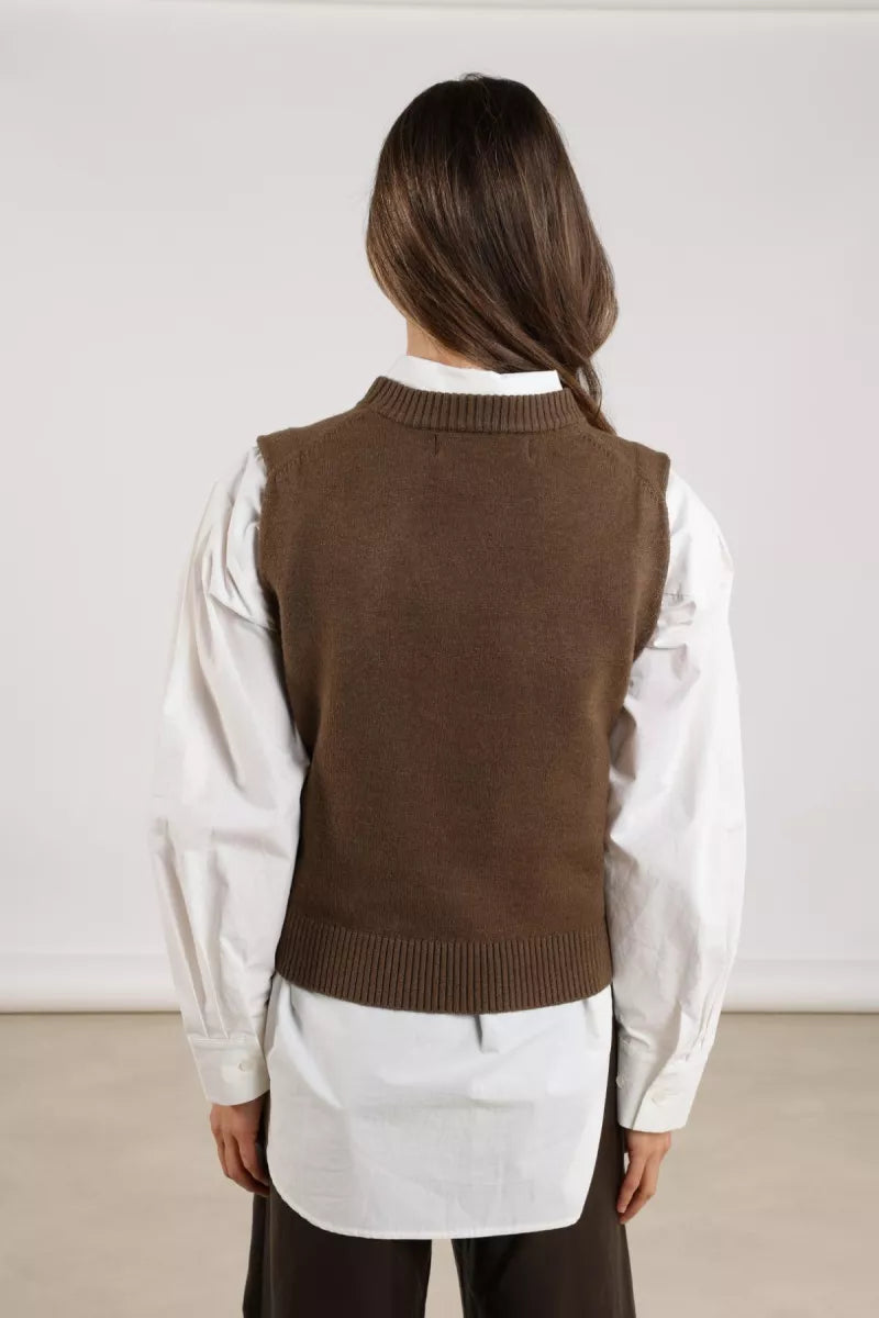 NUKUS Intarsia Spencer - Fango