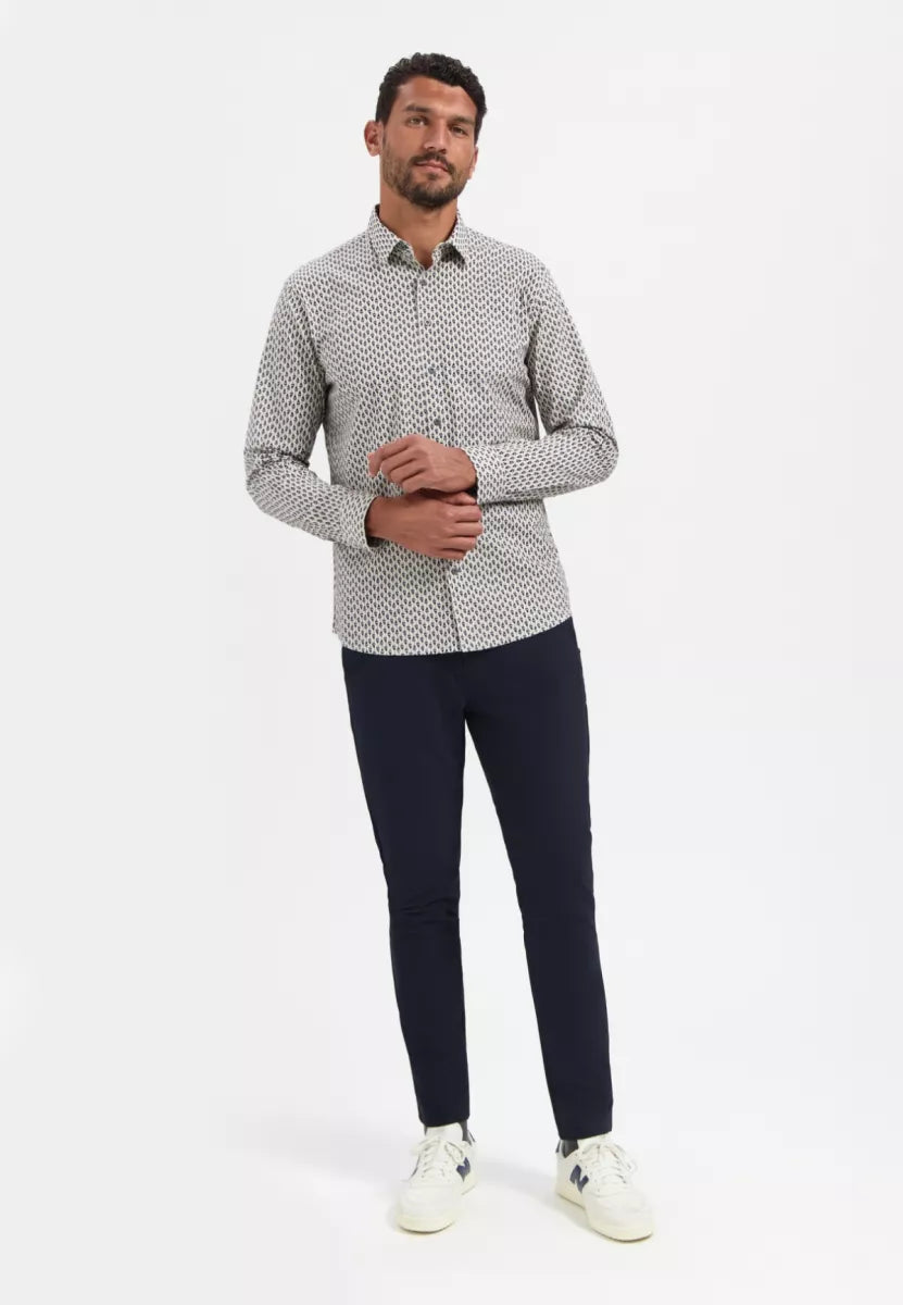 NO EXCESS Shirt Stretch Allover Print - White