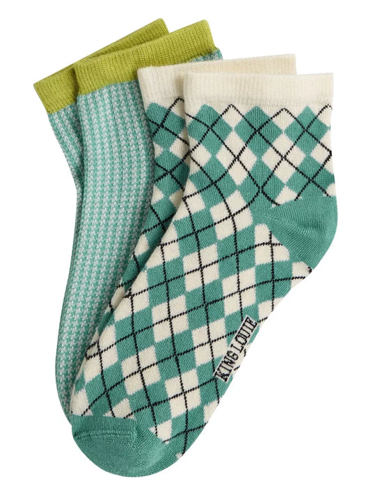 KING LOUIE Socks Short 2-Pack Argyle