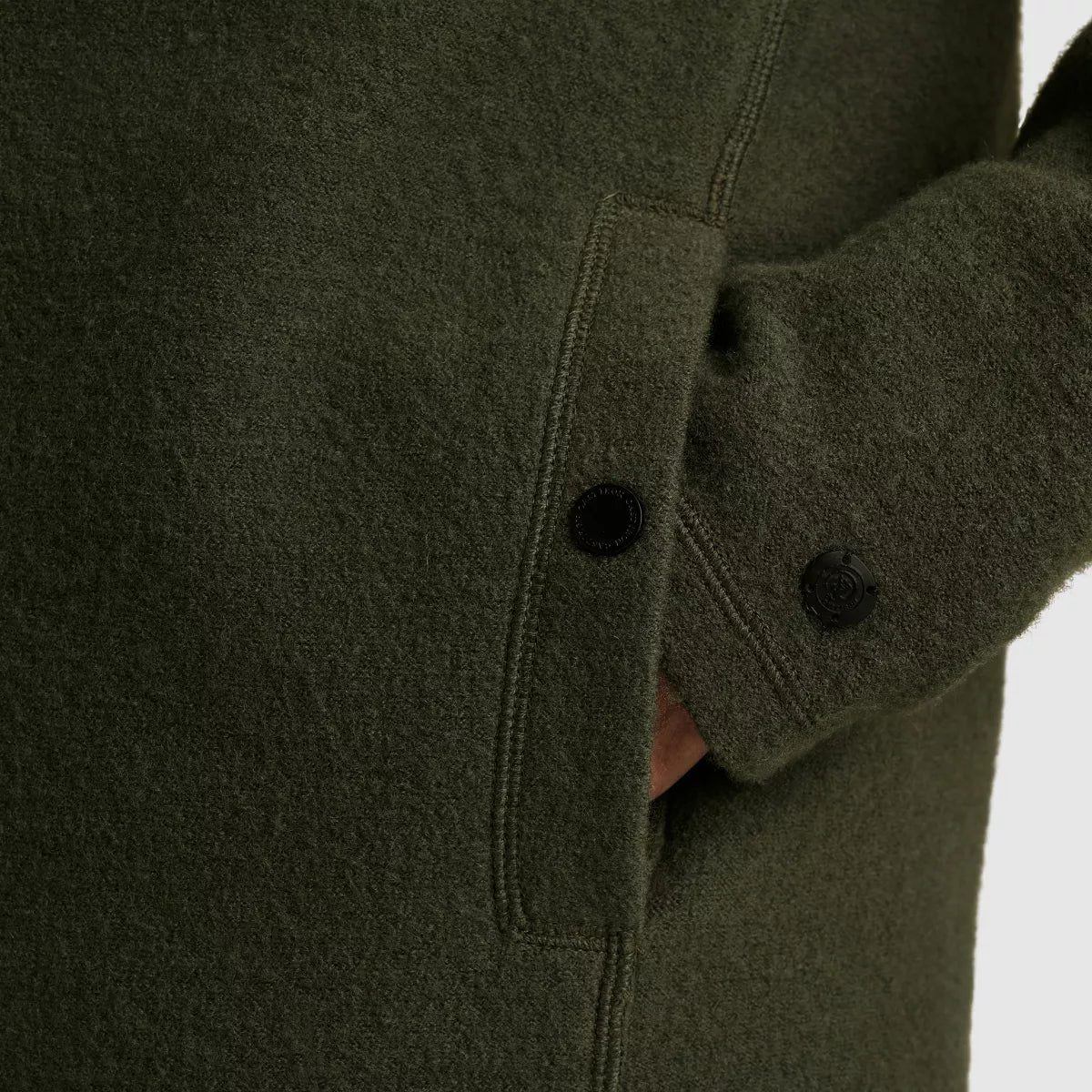 CAST IRON Zip Jacket Boiled Wool - Green