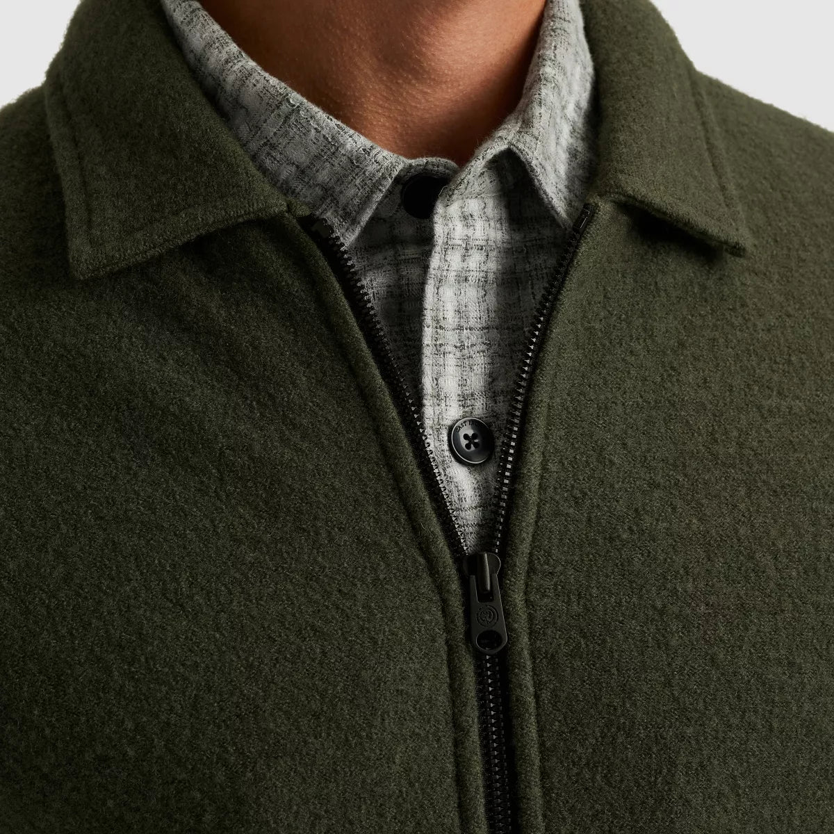 CAST IRON Zip Jacket Boiled Wool - Green